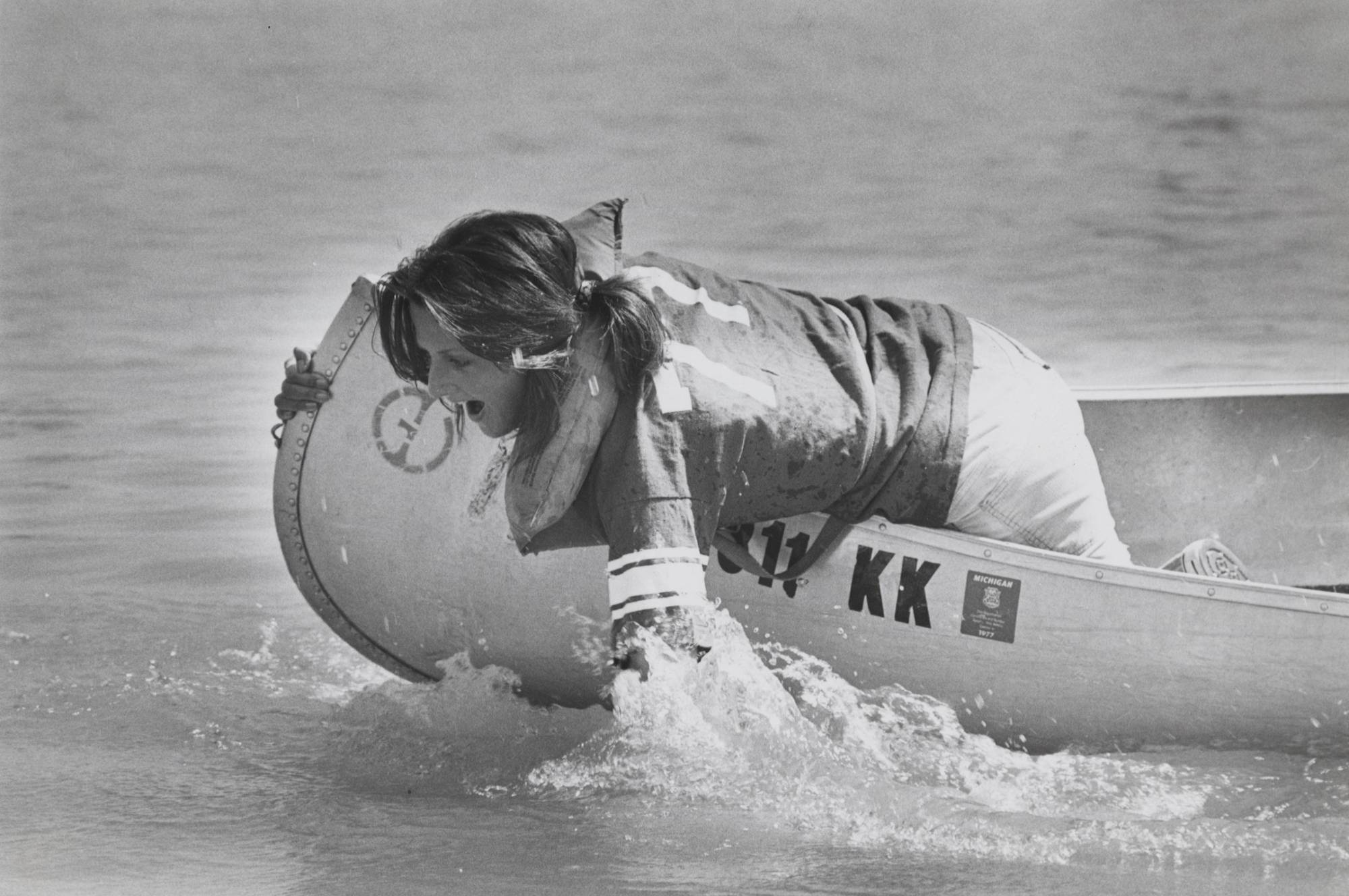 Student in a canoe